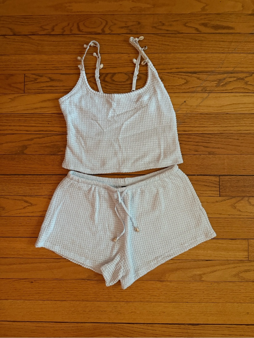 wild fable Light Blue Waffle-Knit Tank & Short Sleep Set